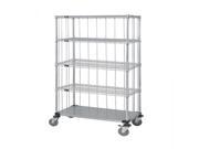 Quantum 3 Sided Stem Caster Wire Shelf Cart 74 H Post Stem Caster Units with 4 Wire shelves 1 Solid shelf Rods and Tabs 18 W X 48 L X 80 H