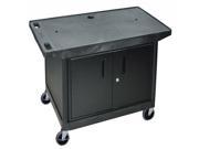 Luxor Mobile Rolling Multipurpose Wide Top Audio Visual Utility Tuffy Cart With Storage Cabinet Black 27