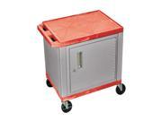 H. Wilson Multipurpose Red Nickel Service Utility Cart Lockable Storage Cabinet 3 Electrical Outlet