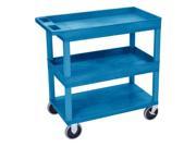 EC112HD BU HD High Capacity 2 Tub and 1 Flat Shelf Cart in Blue