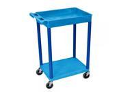 Luxor Home Office Service Storage Top Tub and Bottom Flat Shelf Cart Blue