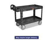 Carts & Caddies: Rubbermaid Commercial Products Service Carts Heavy Duty Black 2-Shelf Utility Cart with Lipped Shelf in Large RCP 4546 BLA