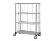 Quantum 3 Sided Stem Caster Wire Shelf Cart 74 H Post Stem Caster Units with 3 Wire shelves 1 Solid shelf Rods and Tabs 18 W X 48 L X 80 H