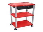 H. Wilson Movable Multipurpose Storage Organizer Utility Cart with drawer 3 shelf Red Nickel