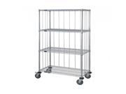 Quantum 3 Sided 4 Wire Shelf Cart With Rods Tabs 74 H Post 5 Stem Caster Units with Rods and Tabs 18 W X 48 L X 80 H
