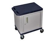 H. Wilson 2 Shelf Multipurpose Topaz Nickel Presentation Utility Cart With Lockable Storage Cabinet