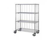 Quantum 3 Sided 5 Wire Shelf Cart 63 H Post 5 Stem Caster Units with Rods and Tabs 18 W X 48 L X 69 H
