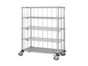 Quantum 3 Sided Stem Caster Wire Shelf Cart 63 H Post Stem Caster Units with 4 Wire shelves 1 Solid shelf Rods and Tabs 24 W X 36 L X 69 H
