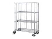 Quantum 3 Sided 4 Wire Shelf Cart With Rods Tabs 74 H Post 5 Stem Caster Units with Rods and Tabs 18 W X 36 L X 80 H