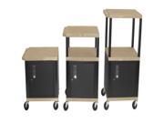 Luxor H. WILSON Stainless Steel Rolling Utility Cart With Locking Cabinet Tan and Black