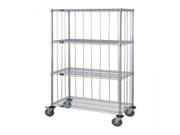 Quantum 3 Sided 4 Wire Shelf Cart 63 H Post 5 Stem Caster Units with Rods and Tabs With Rods Tabs 18 W X 60 L X 69 H