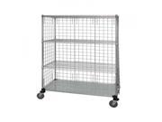 Quantum 4 Shelf Mobile Cart with Solid Bottom Shelf Enclosure Panels 24 X 48 X 69 Enclosed