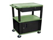 Luxor H. Wilson Multipurpose Utility Cart With Cabinet and Drawer Green and Black