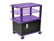 H. WILSON Rolling Multi Purpose Storage Utility Cart With Locking Stainless Steel Cabinet Purple Black Legs