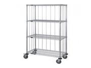Quantum 3 Sided 5 Wire Shelf Cart 74 H Post 5 Stem Caster Units with Rods and Tabs 24 W X 60 L X 80 H
