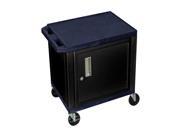 H. Wilson 2Shelf Multipurpose Commercial Utility Cart Lockable Storage Cabinet Push Handle Topaz Black