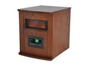 Lifesmart 6 Element Large Room Infrared Quartz Heater w Wood Cabinet and Remote