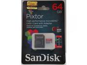 SanDisk Pixtor High Performance MicroSDXC UHS 1 Card wth Adapter 64GB Class 10 Memory Card