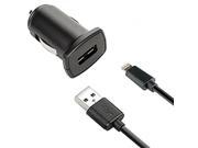 KEY 3.3 Apple MFi Certified Lightning to USB Charge Sync Cable with Rapid Charge 2.4A Car Charger for iPhone and Android Retail Packaging Black
