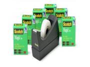 Scotch Magic Tape 6 Roll with Black Dispenser 3 4 x 1000 Inches 810K6C38