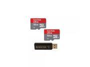 Sandisk 32GB x2 64GB MicroSD HC Ultra UHS 1 Memory Card Class 10 with SoCal Trade MicroSD HC XC SD HC XC Dual Slot Card Reader