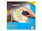 Avery Peel and Stick Dry Erase Decals 10 x 10 inches Yellow Clouds 3 Sheets 24313