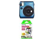 Fujifilm Instax Mini 70 Instant Film Camera (Blue) w/ Twin Pack Film and Travel Frame Border