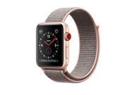 apple watch series 3 38mm smartwatch gps + cellular, gold aluminum case, pink sand sport loop band mqju2ll/a
