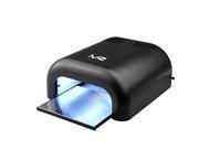 MelodySusie 36W UV Nail Dryer UV Lamp Light for Any UV gel polish with Sliding Tray Timmer Setting 4 x 9W UV Lamp Free Extra One Bulb Black
