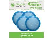 4 Dyson DC23 Long Life Washable Reusable Pre Filters Replaces Dyson DC23 Part 913394 01; Designed Engineered by Crucial Vacuum