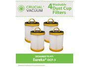 4 Eureka DCF 3 HEPA Filters; Long Life WASHABLE REUSABLE Compare With Eureka Part 61825 62136 62136A DCF3; Designed Engineered by Crucial Vacuum