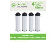 4 Hoover Windtunnel Empower Savvy Filters; Washable Reusable Long Life HEPA Filter Fits Hoover Windtunnel Empower Savvy; Compare to Hoover Part 40140201