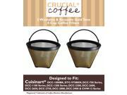 2 Cuisinart GTF 4 GTF4 Gold Tone Washable Reusable Coffee Filter for Cuisinart 4 Cup Coffeemakers; Designed Engineered by Crucial Coffee