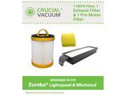 Eureka Lightspeed Whirlwind Bagless Upright Filter Kit; Kit Includes 1 HEPA Dust Cup Filter 1 HEPA Exhaust Filter 1 Foam Pre Motor Filter; Compare to Part