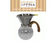 Personal Pour Over Drip Coffee Glass Coffee Maker Comes With Washable Reusable Stainless Steel Filter Makes 1 3 Cups; Designed Engineered by Crucial Coffee