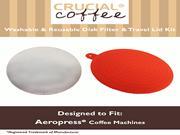 Stainless Steel Washable Crucial Coffee Filter Travel Cap Kit Fits Aerobie AeroPress Designed Engineered by Crucial Coffee