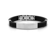 8 Black Brown Rubber Stainless Steel Greek Design ID Bracelet with a Clasp