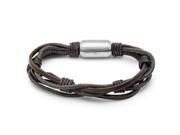 8 Leather Brown Barb Wire Look Leather Bracelet with a Magnetic Clasp