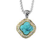 Simulated Turquoise Howlite Pendant w White Zirconia 16 Chain and 3 Extension