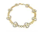 7 Yellow Gold Plated 925 Sterling Silver Diamond Accent Heart Shape Bracelet