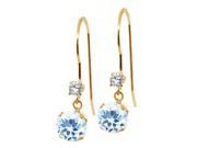1.50 Ct Round Sky Blue Topaz 14K Yellow Gold Earrings