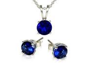 3 Piece Set 3 Ct Total Weight Blue Sapphire Zirconia Necklace Earrings Set 18