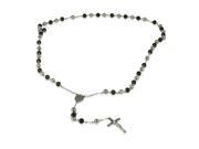 Stunning Silver And Black Color Stainless Steel Rosary Necklace