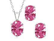 2.73 Ct Pink 925 Sterling Silver Pendant Earrings Set Made With Swarovski Zirconia