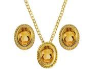 2.00 Ct Oval Yellow Citrine 925 Yellow Gold Plated Silver Pendant Earrings Set
