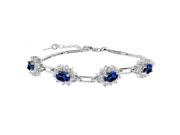 4.40 Ct Oval Blue Simulated Sapphire 925 Sterling Silver Bracelet