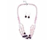 18 Handmade Cultured Freshwater Pearls Rose Quartz Amethyst Necklace Earrings