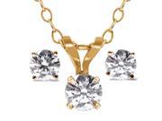 14K Yellow Gold 0.50 Ct Diamond Pendant and Earring Set with 18 Chain