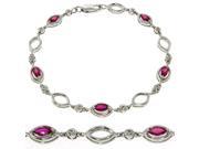 Stunning 7.5 Created Ruby with Diamond Accent Sterling Silver Bracelet