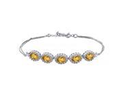 4.04 Ct Oval Yellow Citrine 925 Sterling Silver Bracelet